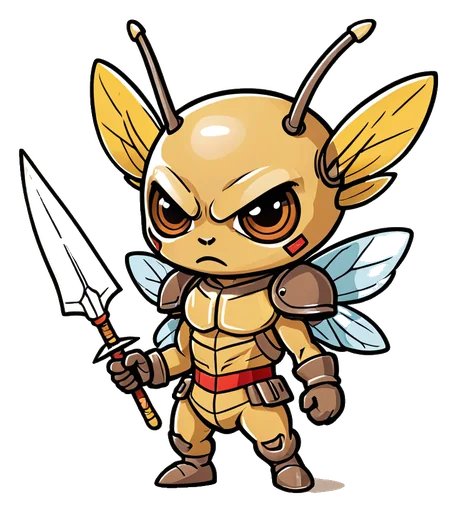 An angry hornet with a tiny spear