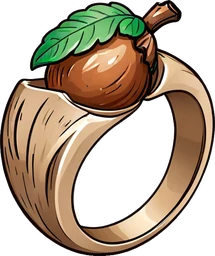 Carved acorn ring